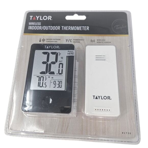 NEW Taylor Wireless Indoor/Outdoor Thermometer F/C Weather Temperature - Picture 1 of 2